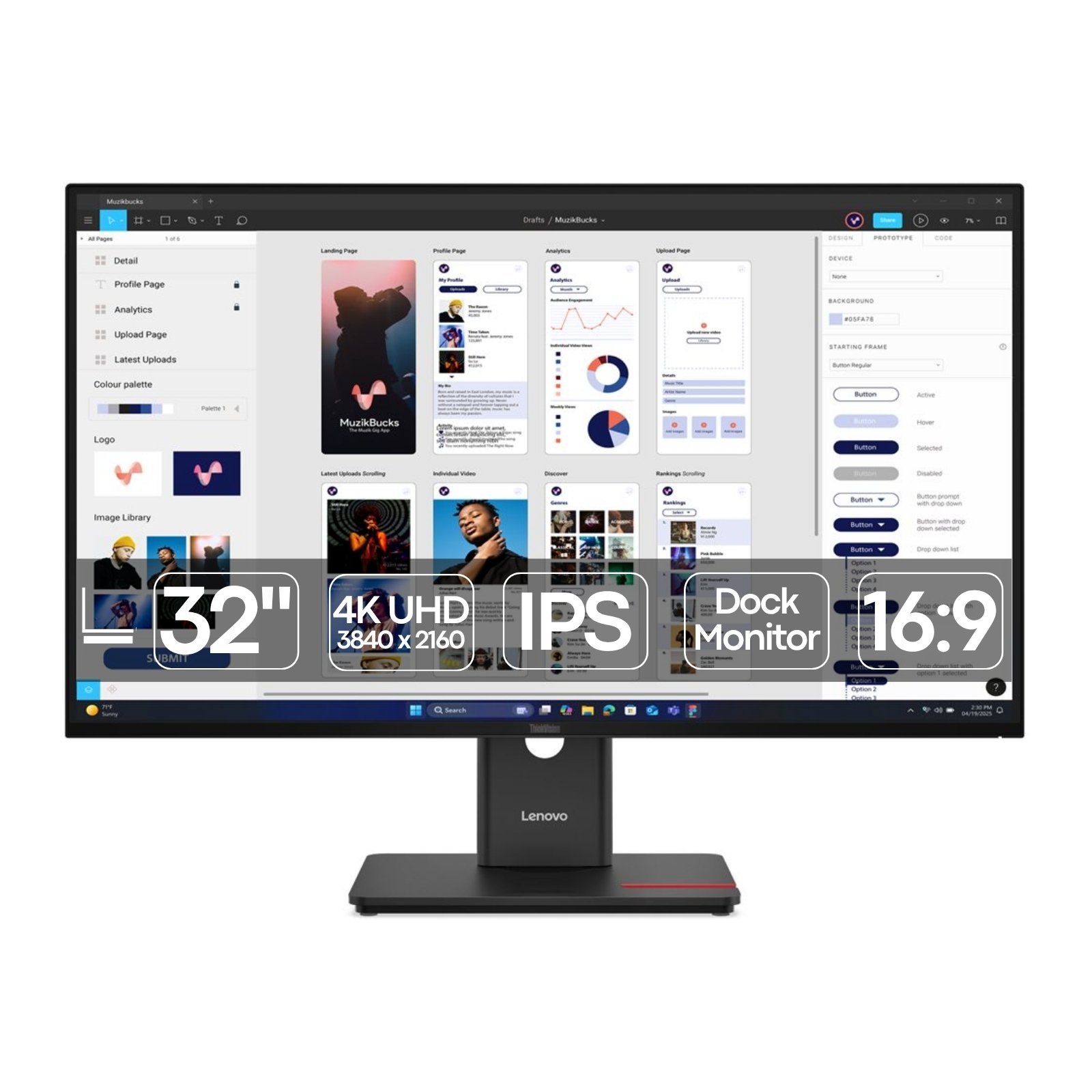 Lenovo ThinkVision T32UD-40 | 32″ | 4K UHD | IPS | Dock Monitor