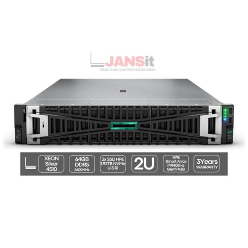 HP ProLiant DL380 G11 | Xeon Silver 4510 | 64GB | 3xSSD 1.92TB | MR408i | 2x Fontes 1000W